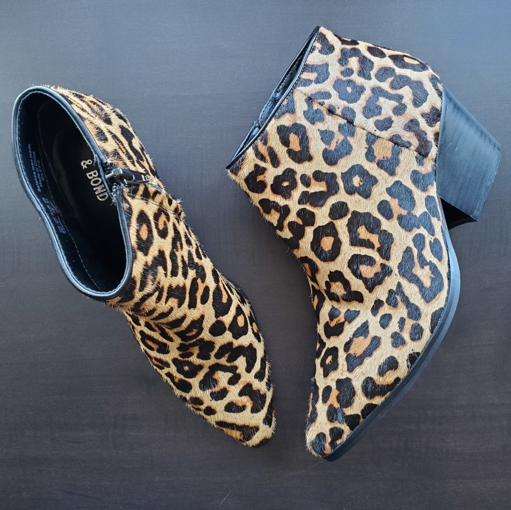 BLEEKER & BOND Leopard Print Booties sz 6